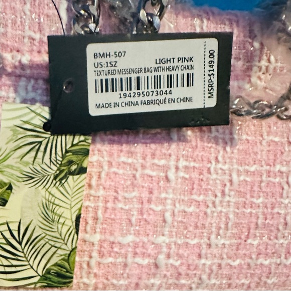 Badgley Mischka Light Pink White and Silver Tweed bag NWT! - Picture 7 of 7
